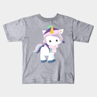 Winter Unicorn, Cute Unicorn, Magic Unicorn, Hat Kids T-Shirt